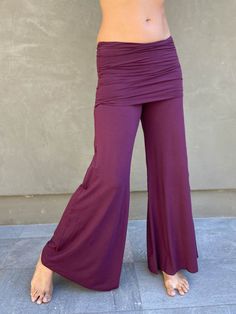 women's natural stretchy rayon jersey skirt-over flow pants #color_jam