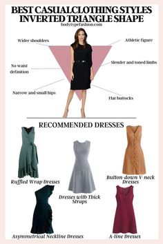 Fashion Silhouette Shape, Inverted V Body Shape Outfit, Inverted Triangle Outfits Dresses, Inverted Triangle Aesthetic, Style For Inverted Triangle Body Shape, V Shape Body Outfits, Summer Outfits For Inverted Triangle, Dresses For Inverted Triangle Body Shape