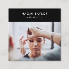 Modern black makeup artist photo simple elegant Modern Name Card, Black Makeup Artist, Card Makeup, Business Cards Beauty, Photo Business Cards, Photo Simple, Square Business Cards, Photographer Business Cards, Makeup Artist Business Cards