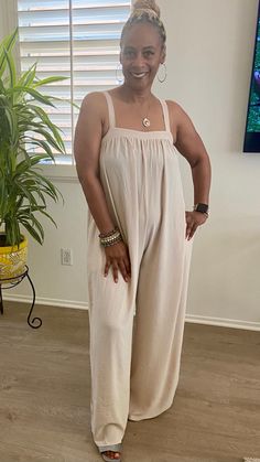 Women's Casual Loose Sleeveless Jumpsuit Spaghetti Strap Backless Wide Leg Full Legnth Rompers One Piece Outfits I'm 5'4 160 (Small) roomy fit  Pics coming soon Model on pic is 5'5 34x24x 35 97% Polyester  3% Spandex Casual Sleeveless Jumpsuits And Rompers For Lounging, Solid Color Jumpsuits And Rompers For Summer Lounging, Solid Jumpsuits And Rompers For Summer Lounging, Solid Sleeveless Jumpsuit For Lounging, Sleeveless Jumpsuits And Rompers For Lounging, Summer Jumpsuits And Rompers With Spaghetti Straps For Loungewear, Summer Spaghetti Strap Jumpsuits And Rompers For Loungewear, Casual Sleeveless Tank Top For Lounging, Summer Sleeveless Jumpsuits And Rompers For Loungewear