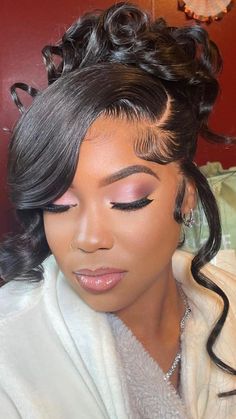 Updo Ball Hairstyles For Black Women, Up Due Hairstyles For Wedding, Bridal Hairbun Style, Brides Hair Black Women, Wedding Updo With Veil Black Women, Wedding Hairstyle Black Bride, Masquerade Ball Hairstyles For Black Women, Pageant Hair For Black Women, Wedding Hairstyles Inspiration