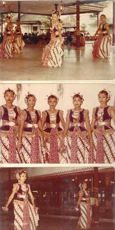 three pictures of women in dresses and hair