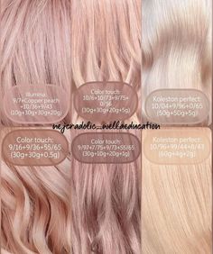 Peach Toner For Blonde Hair, Blond Formula, Pink Hair Toner, Toning Formulas, Apricot Hair, Toner For Blonde Hair, Blond Rose, Peach Hair Colors