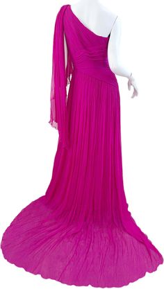 NWT Pamella Roland Spring 2018 Sz 6 / 8 Hot Pink Silk Chiffon One Shoulder Gown For Sale at 1stDibs Pink One Shoulder Evening Dress For Wedding, Pink One-shoulder Formal Gown, Pink One Shoulder Formal Gown, Pink Pre-draped Evening Dress For Cocktail, Formal Pre-draped Pink Gown, Pre-draped Pink Evening Dress For Cocktail, Pre-draped Pink Gown For Gala, Pink One-shoulder Gown, Pink Pre-draped Floor-length Evening Dress