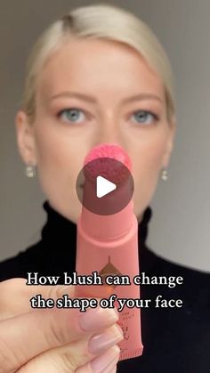 Makeup | Changing face shape using blush 😍 @elena.rachitskaya | Instagram How Blush Can Change Your Face, Blush For Long Face Shape, How To Apply Blush Correctly Round Face, Applying Blush Round Face, Blush Face Shape, Cool Pink Blush, How To Apply Blush Oval Face, Where To Put Blush Face Shapes, Blush Placement Oval Face