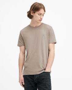 Basics at their best: this is the Brace Crew T-Shirt. Cut from carbon-brushed cotton, for a supersoft touch that feels great against your skin. It's got a crew neck and short sleeves with our Ramskull embroidery on the chest – your favorite part.  This t-shirt is designed to our slimmest fit It fits true to size – if you are between sizes we recommend sizing up depending on your desired fit Pullover Crew neck Short sleeve Carbon-brushed cotton Recycled Ramskull embroidery Allsaints Casual Crew Neck T-shirt, Allsaints Casual Crew Neck Top, Allsaints Crew Neck Top For Everyday, Allsaints Everyday Crew Neck Top, Casual Allsaints Crew Neck T-shirt, Allsaints Cotton Tops For Everyday, Everyday Allsaints Cotton Tops, T Shirt Cut, Brushed Cotton