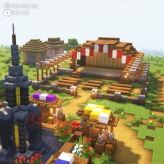 Minecraft Medieval Market Stall, Minecraft Flea Market, Minecraft Stage Design, Minecraft Market Square, Minecraft Vendor Stalls, Minecraft Marketplace Ideas, Market Minecraft Ideas, Minecraft Farmers Market, Minecraft Market Stalls