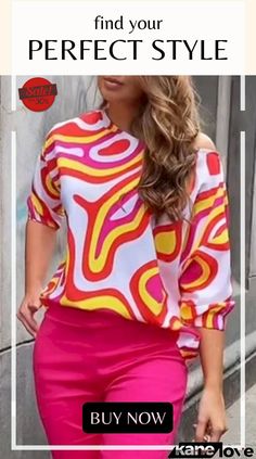 Work Elegant Print Patchwork Oblique Collar T-shirts Casual Multicolor Abstract Print T-shirt, Multicolor Casual T-shirt With Butterfly Print, Multicolor Abstract Print V-neck Top, Collar Tshirt, Loose Outfit, Color Pick, Ladies Tops Fashion, Sleeve Styles, Sleeve Length