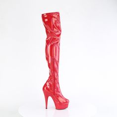 6" Heel, 1 3/4" Platform Stretch Thigh Boot, 12" Side Zipper - Fit Guide: True to Size - Heel: 6" Heel, 1 3/4" Platform - Brand: Pleaser - Country of Origin: Imported 70s Platform Shoes, Red Holographic, Medieval Boots, 7 Inch Heels, Pirate Boots, Red Wedges, Creepers Shoes, 6 Inch Heels, Santa Boots