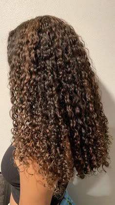 Long Brown Natural Hair, Highlights Black Hair Curly, Black Curly Hair With Highlights, Romantic Waves, Hairstyle Ideas Easy, Mixed Curly Hair