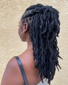 Mid Back Length Loc Styles, Mid Back Loc Styles, Med Locs Hairstyles Women, Mid Back Locs, Barrel Twists On Locs, Loc Wolfcut, Mid Length Loc Styles, Fancy Loc Styles, Loc Styles For Prom