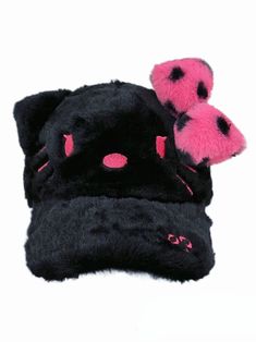 This adorable baseball cap is crafted from plush, fluffy material and features a charming kitty design. The cap showcases an embroidered kitty face, adding a touch of playful detail. Additionally, it is adorned with a contrasting color plush bow, enhancing its cuteness and youthful appeal.  Please note: The price includes one cap only.   	 		 			Size 			Free Size 		 		 			Head Circumference 			53-60 Fur Hat Aesthetic, Gyaru Accessories, Charming Kitty, Pink Emo, Male Steampunk, Anime Hello Kitty, Steampunk Fashion Male, Pink Kitty, Leopard Print Bow