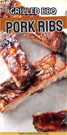 grilled bbq pork ribs with text overlay