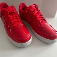 Nike Air Force 1 Ultraviolet Siren Red Released In 2018 Is Perfect Addition To Any Collection Especially For The Summer Days Or Nights. This Shoe Is Dead Stocked Never Worn If You Have And Questions Or Or Inquiries About This Listen Please Feel Free To Ask. Custom Sneakers With Red Sole For Sports, Bold Red Low-top Sneakers, Red Patent Leather Lace-up Sneakers, Low-top Patent Leather Sneakers With Red Sole, Red Patent Leather Low-top Sneakers, Red Patent Leather Sneakers With Round Toe, Air Force 1 Low, Air Force 1, Ultra Violet