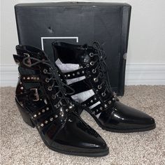 *Brand New Never Worn * True To Size * Smoke Free Home * Retails $84 * *Will Except Reasonable Offers** Silver Ankle Boots, Cream Boots, Alligator Print, Patent Leather Boots, Pointed Toe Boots, Studded Boots, Pull On Boots, Ankle Booties, White Leather