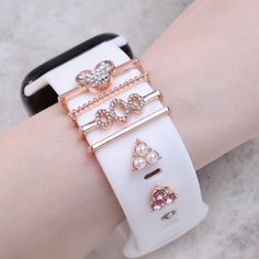 Unique Charms for Apple Watch, Diamond Charms with Mickey Mouse Head Shape Charm, Personalized Watch Band Charms for Apple Watch / Samsung Galaxy Strap Charms, Watch jewelry, ✨ Be Unique and Look Fantastic for your Apple Watch / Samsung Galaxy Watch with a set of personalized Charms.  ✨ Make your watch more attractive highlight. ✨ the set charms fit for Apple Watch silicon pin & Samsung Galaxy Watch band which using 20mm pins silicon strap.  e.g. Samsung Galaxy 4 / 5  ✨ the Charms can mix and ma Galaxy Watch Charms, Apple Watch Charms, Diamond Apple Watch, Watch Charms, Personalized Watch, Apple Watch 3, Personalized Watches, Galaxy Samsung, Mickey Mouse Head