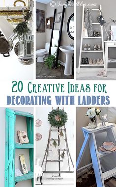 several different types of decor with ladders