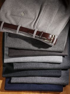 Mélange Flannel Trousers Elegant Full Length Cashmere Pants, Timeless Wool Pants For Fall, Wool Bottoms With Pressed Crease For Fall, Tailored Wool Bottoms For Winter, Timeless Wool Bottoms, Elegant Fitted Cashmere Bottoms, Winter Workwear Cashmere Bottoms, Cashmere Trousers For Work, Fitted Cashmere Pants For Fall