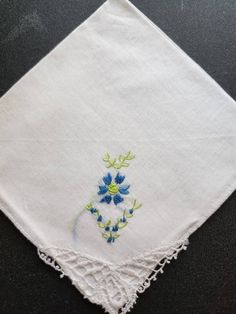 I combine shipping on multiple items Found at an Estate sale in Wisconsin Summer Embroidered Cotton Handkerchiefs, Summer Cotton Embroidered Handkerchiefs, Blue Vintage Handkerchiefs With Floral Embroidery, Spring Cotton Handkerchiefs With Floral Embroidery, Vintage Blue Handkerchiefs With Floral Embroidery, Crochet Edging Tutorial, Crochet Edging Patterns, Dog Scarfs, Hand Embroidery Art