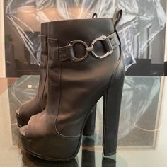 Genuine Leather 5 Inch Platform Booties. Worn A Few Times But Still In Amazing Shape! Perfect Shoe For Pants, Dresses And Even Shorts! Perfect Shoes, Shoes Heels Boots, Open Toe, Shoes Women Heels, Heeled Boots, Shoes Heels, Genuine Leather, Women Shoes, Boots