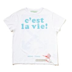 Off-White Cest La Vie! Cotton Jersey T-Shirt T-shirts Stylish Sneakers, Jersey T Shirt, Graphic Tshirt, Off White, T Shirts, Mens Graphic Tshirt, Sneakers, Mens Tshirts, Mens Tops