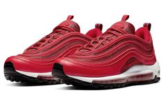 Nike Womens WMNS Air Max 97 'University Red' University Red/Gym Red-Black CQ9896-600 Red Athleisure Sneakers With Air Cushioning, Red Athleisure Sneakers For Light Sports, Sporty Red Sneakers For Gym, Red Casual Sneakers For Gym, Monochromatic Fashion, Air Max 90 Premium, Orange Camo, Air Max 98, Cargo Khaki