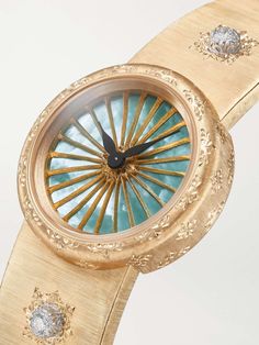 BUCCELLATI Macri 24mm 18-karat gold, mother-of-pearl and diamond watch | NET-A-PORTER Latest Women Watches, Buccellati Jewelry, Fine Watches, Gucci Belt, Diamond Watch, Net A Porter, Watch Strap, Jewellery And Watches, Mother Of Pearl