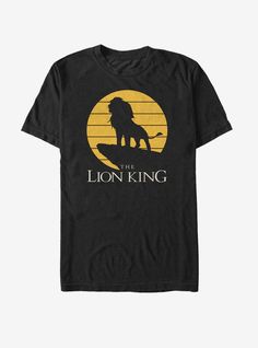 Find your place in the circle of life with the Lion King Simba Pride Rock Black T-Shirt! The silhouette of Simba on Pride Rock is printed on the front of this cool Lion King men's graphic tee. 100% Cotton. Lion King Pride Rock, Lion King Simba's Pride, The Lion King Simba, Lion King Hakuna Matata, Lion King Shirt, Disney The Lion King, The Circle Of Life, Pride Rock, King Simba