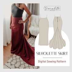 the silhouette skirt sewing pattern is shown