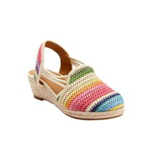 Multicolor Slip-on Espadrilles For Beach, Multicolor Wedge Heel Espadrilles For Summer, Multicolor Slip-on Espadrilles For Summer, Multicolor Espadrille Sandals For Beach, Multicolor Espadrille Sandals With Round Toe, Multicolor Espadrille Sandals For Vacation, Multicolor Espadrille Sandals For Summer, Multicolor Closed Toe Espadrilles, Multicolor Flat Espadrilles With Woven Sole