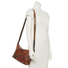 This AmeriLeather Stella slim shoulder bag showcases a colorful woven design that you're sure to love showing off. This AmeriLeather Stella slim shoulder bag showcases a colorful woven design that you're sure to love showing off. Dimensions: 11 in. L x 10 in. H x 3.5 in. W Zipper closure Adjustable crossbody shoulder strap Shoulder strap length: up to 55 in. Exterior: 1 zip pocket Interior: 1 zip pocket and 2 slip pockets Removable coin pouch Gold-tone hardware adds a signature look Water resist Multicolor Fall Shoulder Bag For Everyday Use, Casual Multicolor Woven Leather Bag, Trendy Multicolor Shoulder Bag For Fall, Chic Multicolor Leather Hobo Bag, Chic Multicolor Shoulder Bag With Adjustable Strap, Multicolor Rectangular Shoulder Bag For Fall, Multicolor Everyday Bag For Fall, Chic Multicolor Fall Bags, Fall Travel Woven Leather Shoulder Bag