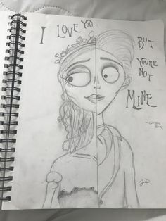 a pencil drawing of a girl with an evil look on her face and the words i love you, but you're not mine