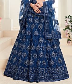 Dark Blue Designer Heavy Embroidered Bridal Lehenga-Saira's Boutique Wedding Indigo Sets With Dupatta, Indigo Wedding Sets With Dupatta, Indigo Wedding Set With Dupatta, Semi-stitched Indigo Wedding Sets, Bollywood Indigo Sets With Zari Work, Bollywood Style Indigo Sets With Zari Work, Festive Indigo Dupatta For Wedding, Indigo Traditional Wear For Wedding, Anarkali Style Indigo Wedding Sets