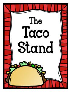 the taco stand sign with an image of a mexican burrito on it's side