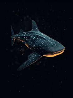 a whale shark swimming in the ocean at night