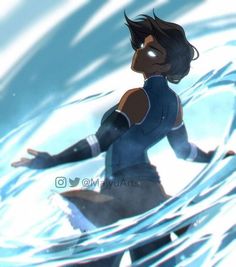 an animated image of a person in the water