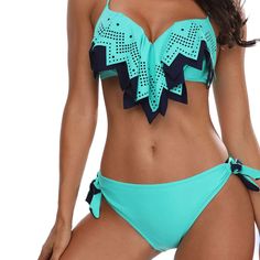 Size Xs 2 Piece Set Hygiene Liner Bottoms Have Some Stains Blue Stretch Ruffled Tankini, Blue Ruffled Triangle Top Swimwear, Blue Ruffled Stretch Tankini, Blue Ruffled Tankini For Beach Party, Grey Swimsuit, Underwire Swimsuit, High Waisted Swim Bottoms, Push Up Swimsuit, High Waisted Swim