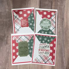 four christmas cards with holiday sayings on them