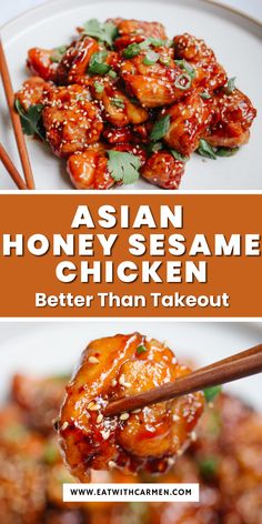 Craving takeout-style comfort food without the wait? My Asian style honey sesame chicken is sweet, sticky, and perfect for holiday movie nights at home. Pin this for a delicious, no-fuss holiday meal! Sweet Asian Chicken Recipes, Asian Dish Recipes, Asian Style Recipes, Honey Sesame Chicken Crock Pot, Asian Style Chicken Recipes, Best Asian Food Recipes, Home Made Chinese Food Recipes, Asian Chicken Seasoning, Asian Inspired Chicken Recipes