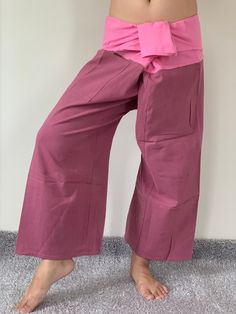 "Unisex Thai fisherman pants. One size fits all. You can wear in many occasions, casual wear, yoga wear, maternity wear, relax at home, travel etc. If you are looking for some pants that you can wear everywhere, comfortable, relax and Easy to wear. Thai fisherman pants is Answer!! Nice gift for yourself or your lover One pocket on the side for storing your items such as wallets, mobile phones, etc Approx. Measurements: One size can fits most and 1 Pockets Measurement Waist 27\" (69 cms) Length 4 Relaxation Yoga Pants With Pockets, Cotton Harem Pants For Relaxation, Full-length Yoga Pants With Side Pockets, Full Length Yoga Pants With Side Pockets, Comfortable Cotton Harem Yoga Pants, Comfortable Cotton Yoga Harem Pants, Cotton Full-length Yoga Pants, Cotton Yoga Pants For Meditation, Full-length Cotton Yoga Pants