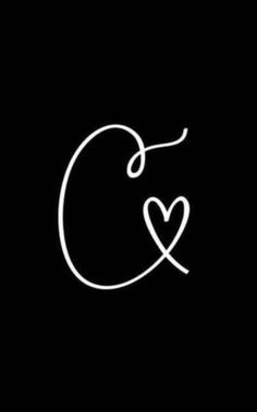 the letter c and heart are drawn in white chalk on a black background with an outline