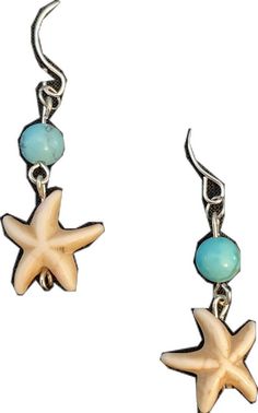 Handmade Turquoise Starfish Jewelry, Starfish Charm Dangle Earrings For Jewelry Making, Handmade Ocean-inspired Star Earrings, Turquoise Ocean-inspired Nickel-free Earrings, Ocean-inspired Turquoise Nickel-free Earrings, Fayetteville Nc, Oct 31, Earrings White, Turquoise Stone