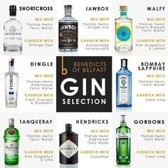 an image of different types of gin