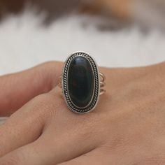 "Bloodstone Ring, 925 Sterling Silver Ring, Handmade Gemstone Ring, Bohemian Ring, Hippie Ring, Bloodstone Silver Jewellery, Gift For Her Gemstone Name - Bloodstone Stone Quality - AAA Ring Weight - 6.17 gm Ring Length -2.5 cm Ring Width -  1.4 cm Stone Shape - As shown in the picture Ring Size - All Ring Size Available  * You Will Get The Same Product As Shown In The Picture. We serve complete 925 sterling silver Jewelry and genuine properties of the stone. The products are dispatched from the Bohemian Sterling Silver Opal Ring With Natural Stones, Bohemian Silver Opal Ring With Natural Stones, Bohemian Opal Ring With Natural Stones In Sterling Silver, Bohemian Sterling Silver Opal Promise Ring, Bohemian Sterling Silver Open Opal Ring, Bohemian Oval Opal Ring Stamped 925, Bohemian Opal Open Ring, Bohemian Sterling Silver Opal Ring With Stone Setting, Bohemian Sterling Silver Crystal Ring With Large Stone