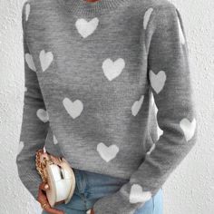 Soft Heart Sweater. Brand New. Marked As A Large, But Is More Like A Small. White Heart-shaped Sweater For Spring, White Heart Sweater For Winter, White Heart Print Sweater For Winter, White Casual Sweater With Heart Print, Winter White Tops With Heart Print, Casual White Sweater With Heart Print, Fitted Winter Top With Heart Print, Casual White Heart Print Sweater, White Heart Print Tops For Winter