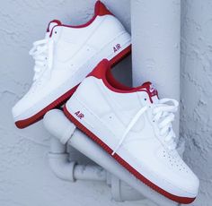 Nike Air Force 1 Red, Red Bottoms Sneakers, Nike Shoes Photo, Red Bottoms For Men, White Air Force Ones, Black Men Fashion Urban