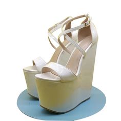 TAAFO High Heel Women's Sandals Women's Shoes Wedge Heel 20 Cm High Heels Lady Sandals 88.77 taafo White Thick Bottom Wedge Heel Sandals, White Wedge Heel Sandals With Thick Bottom, Summer Heels With Thick Bottom And Closed Toe, Summer Closed Toe Heels With Thick Bottom, White Thick Bottom Wedge Sandals For Summer, White Wedge Sandals With Thick Bottom For Summer, Spring High Heel Wedge Sandals With Thick Bottom, Chic Wedge Sandals With Thick Bottom For Summer, Chic Summer Wedge Sandals With Thick Bottom