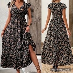 New Floral Print Maxi Long Dress Ruffle Swing Ruched Waist Short Sleeve Nwt Black Tan New Without Tags In Package Excellent Condition- No Visible Flaws Machine Washable Excellent Quality Polyester (Silky Soft & Lightweight) V Neck Leave A Comment Below If Any Questions! Other Listings: Boho, Western, Cowboy, Bohemian, Anthropologie, Free People, Johnny Was, Antique, Ancient, Zara, Gypsy, Breeze, Beachy, Indie, Airy, Rockabilly, Comfortable, Lightweight, Feminine, Flirty, Modern, Cute, Chick, Rom Maxi Long Dress, Floral Print Maxi, Western Dresses, Johnny Was, Western Cowboy, Long Maxi Dress, Black Tan, Ruffle Dress, Black And Tan