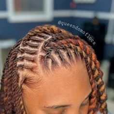 Fishtail Braids On Locs, New Loc Hairstyles, Two Strand On Locs, Dread Loc Hair Styles, Start Loc Styles, Locs Hairstyles For School, Fall Loc Colors, Women’s Loc Styles, Loc Styles Half Up Half Down