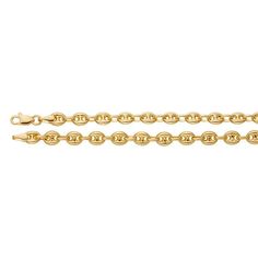 This 14-karat yellow gold anchor chain is lightweight and features alternating puffed oval links with round links. Its substantial links are hollow and offer a unique, eye-catching look. Wear this chain as-is, or elevate it with custom drops and charms. This type of chain has many different names. Details: Big link length: 5.8mm Small link length: 4.6mm Gold Link Chain, Pearl Gemstone, Custom Necklace, Necklace Designs, Earring Necklace, Ring Necklace, Charm Jewelry, Fashion Bracelets